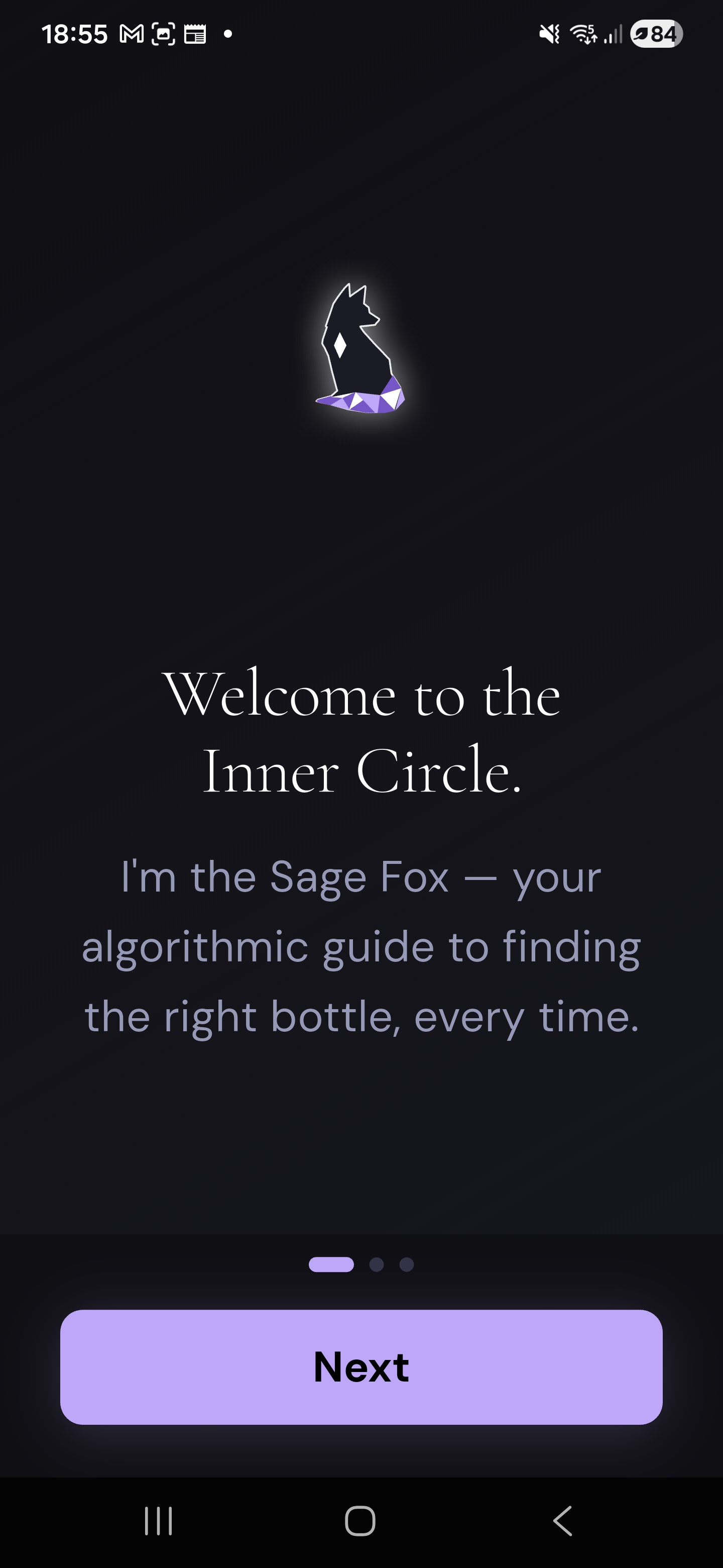 Welcome screen